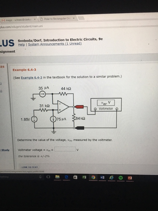 Solved Determine The Value Of The Voltage V Measured By Chegg