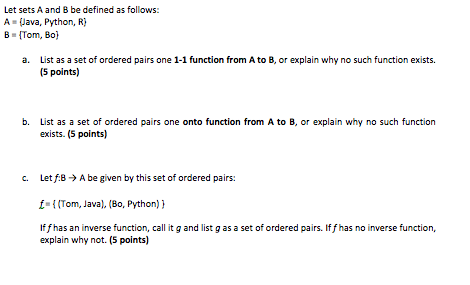 Solved Let Sets A And B Be Defined As Follows A Java Chegg