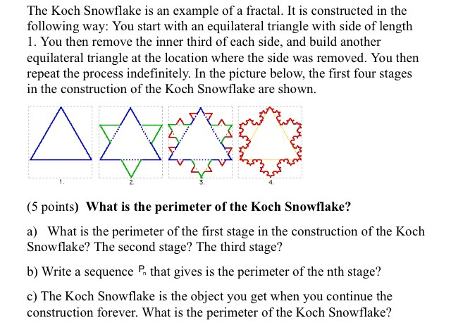 Solved The Koch Snowflake Is An Example Of A Fractal It Is Chegg