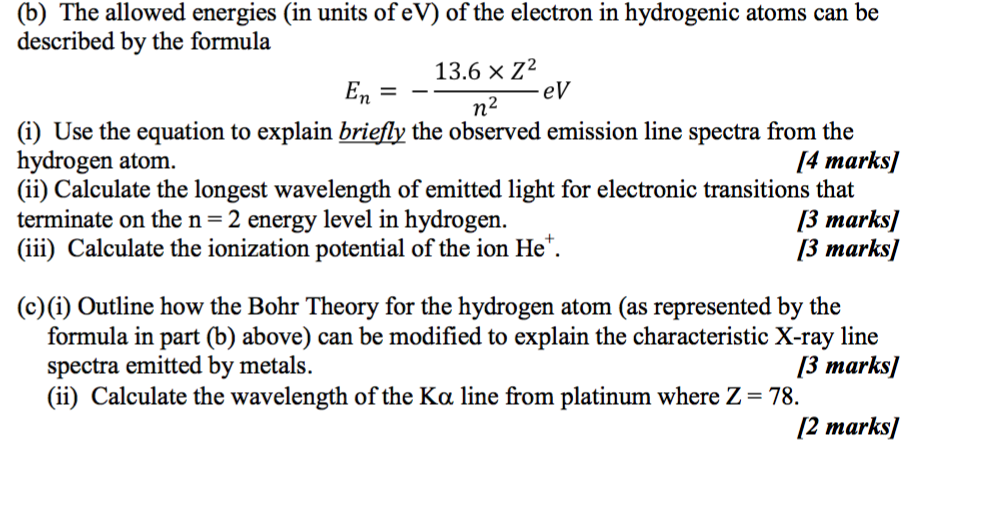 Solved B The Allowed Energies In Units Of EV Of The Chegg