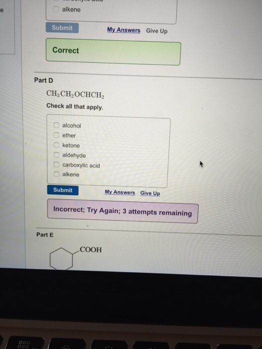 Solved Check All That Apply Alcohol Ether Ketone Chegg