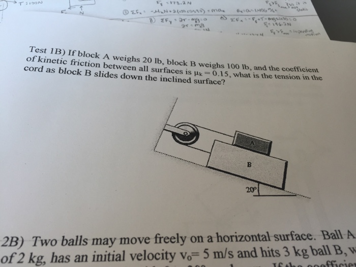 Solved If Block A Weighs Lb Block B Weighs Lb And The Chegg