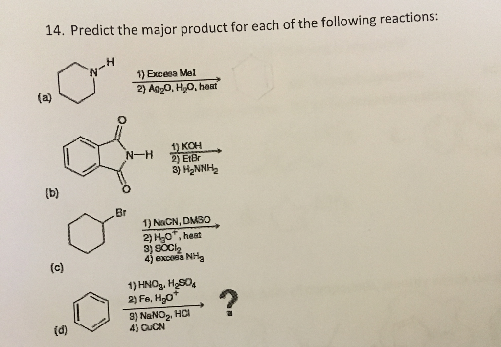 Solved 14 Predict The Major Product For Each Of The Chegg