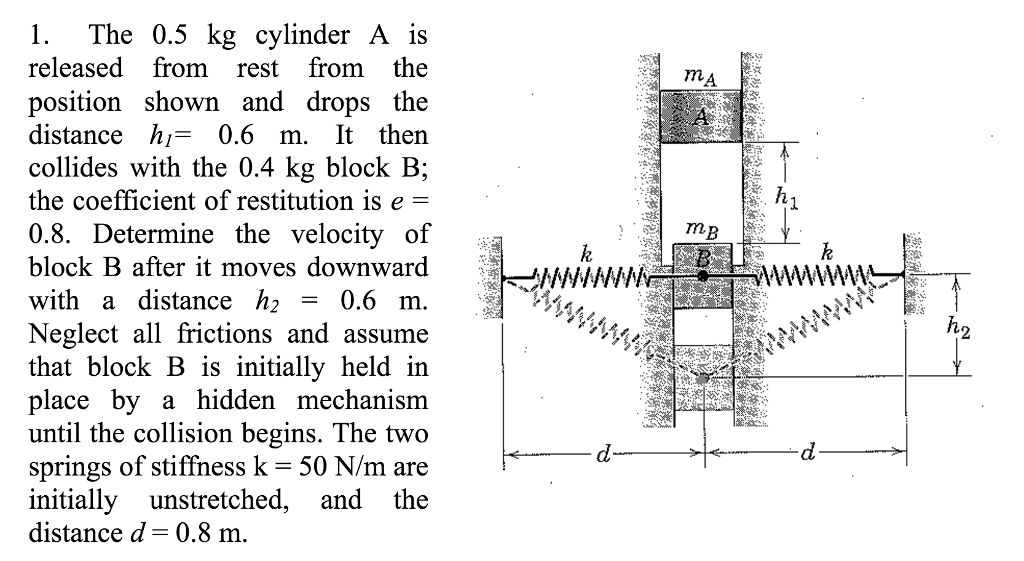 Solved The Kg Cylinder A Is Released From Rest From The Chegg