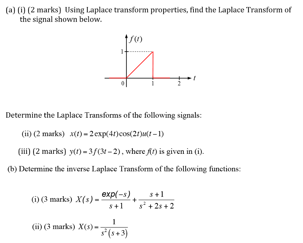 Solved A I 2 Marks Using Laplace Transform Properties Chegg