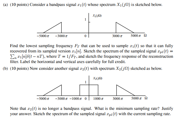 Solved Consider A Bandpass Signal X 1 T Whose Spectrum Chegg