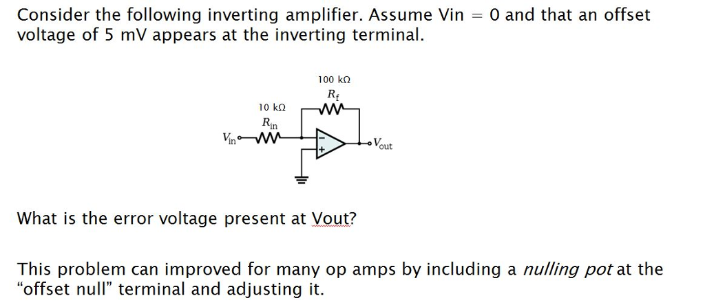 Solved Consider The Following Inverting Amplifier Assume Chegg