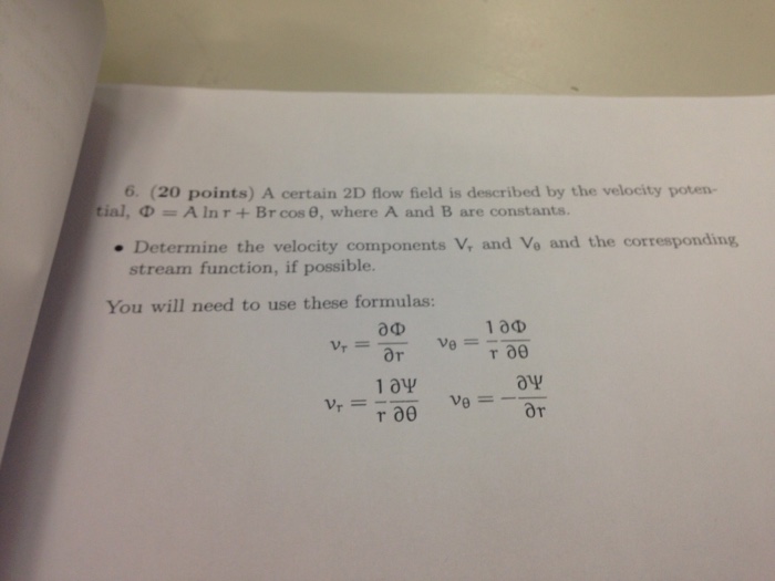 Solved A Certain D Flow Field In Described By The Velocity Chegg