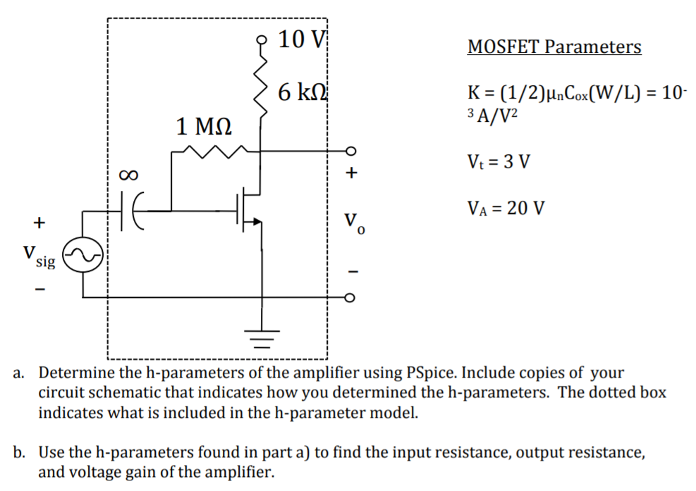 Solved V Mosfet Parameter K Un Cox W L M Va Chegg