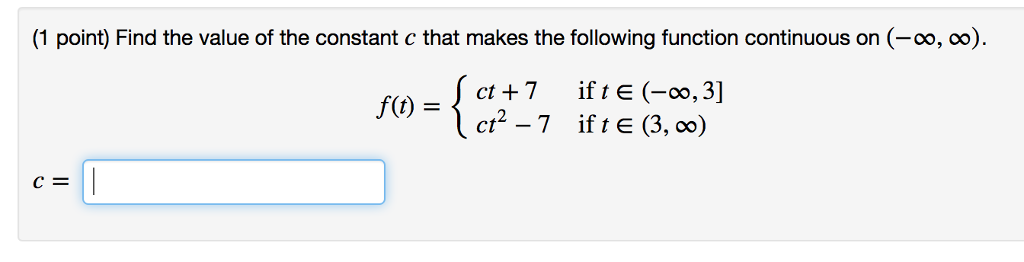 Solved Point Find The Value Of The Constant C That Makes Chegg