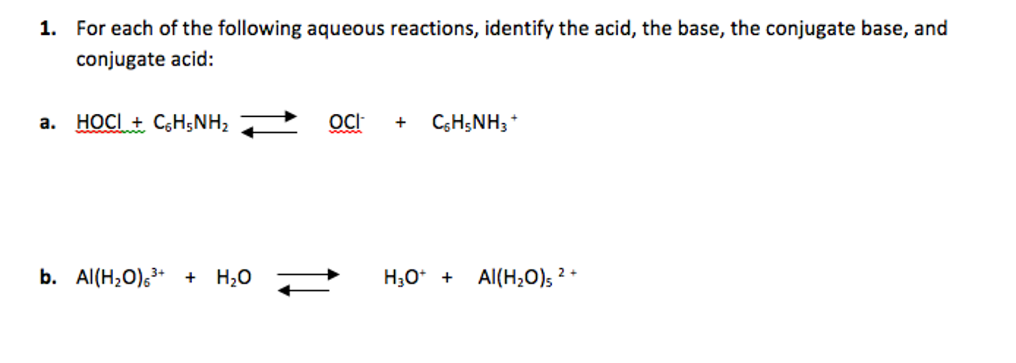 Solved For Each Of The Following Aqueous Reactions Identify Chegg