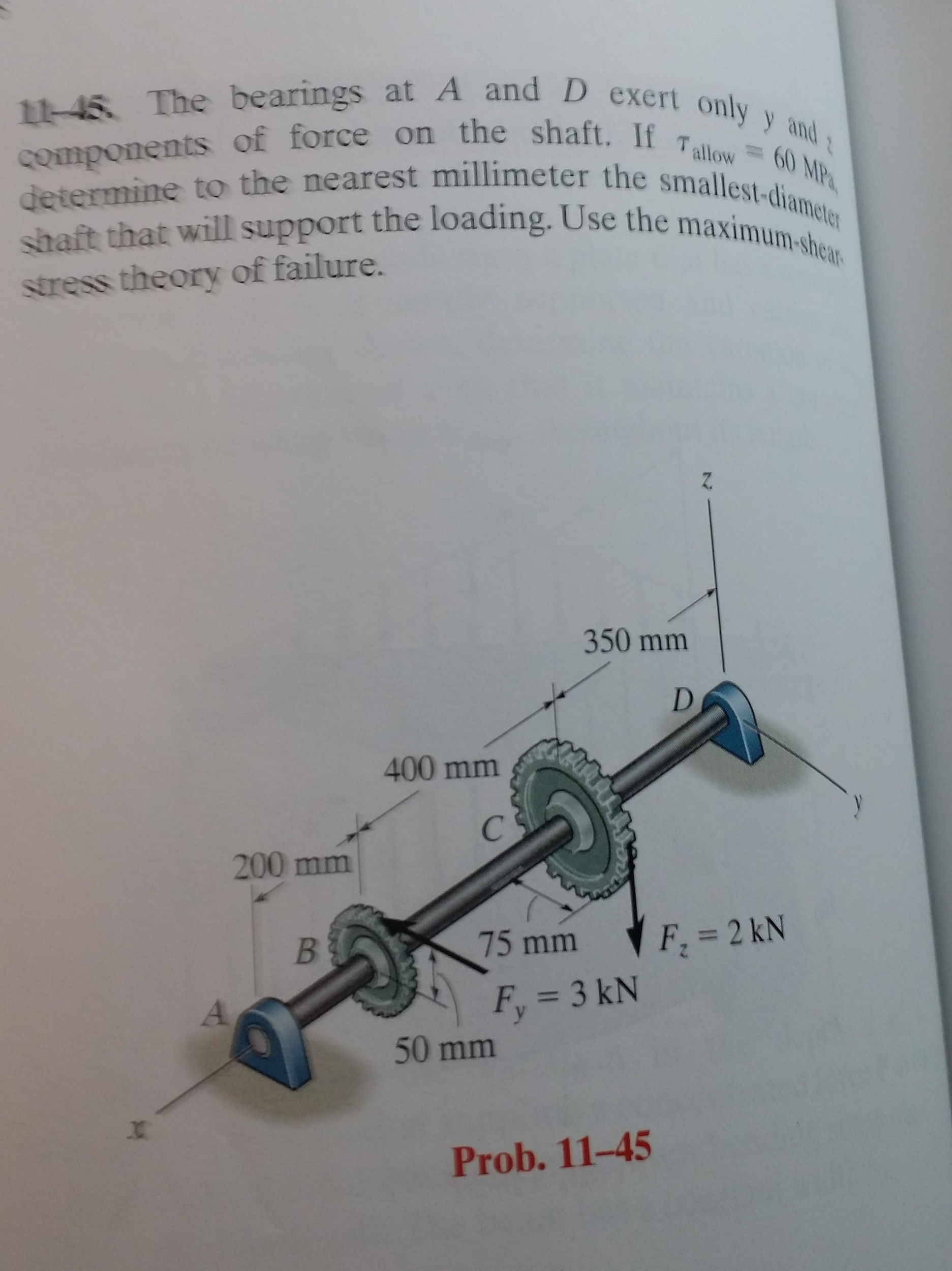 Solved 11 45 The Bearings At A And D Exert Only Y And Z Chegg