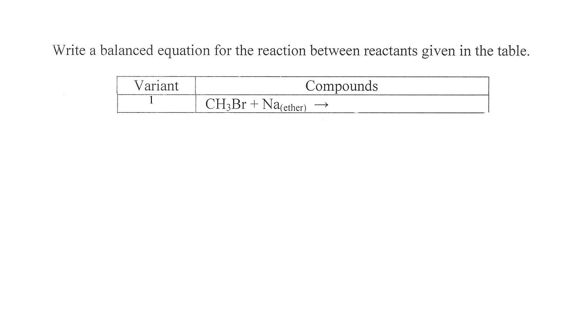 Write A Balanced Equation For The Reaction Between Chegg