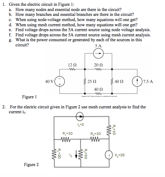 Solved 1 Given The Electric Circuit In Figure 1 A How Chegg