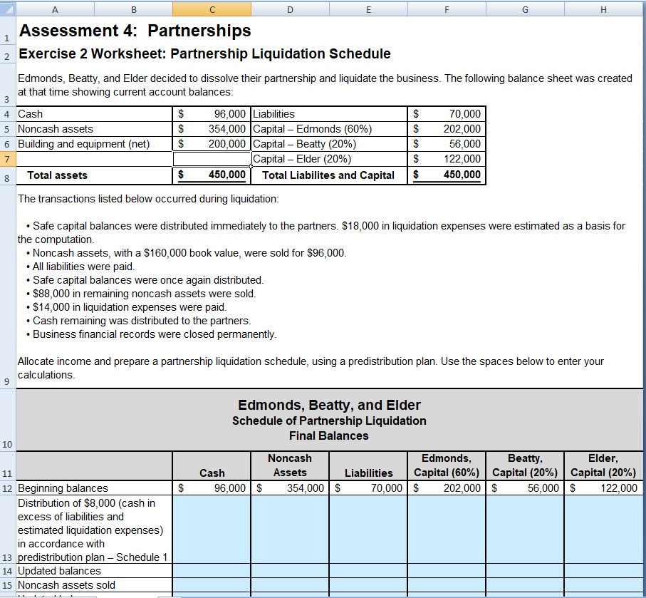 Partner Basis Worksheet Template Excel