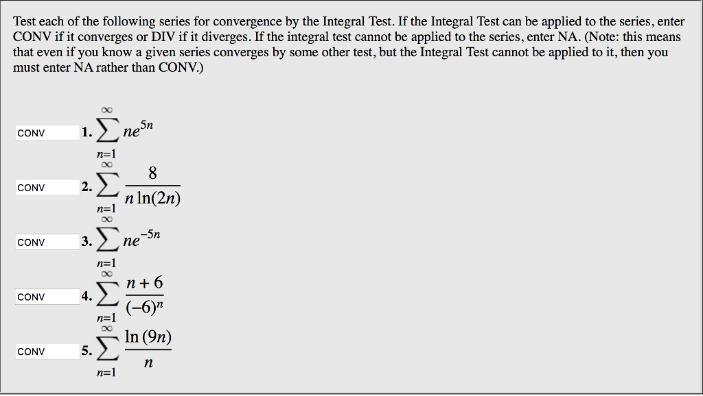 Solved Test Each Of The Following Series For Convergence By Chegg