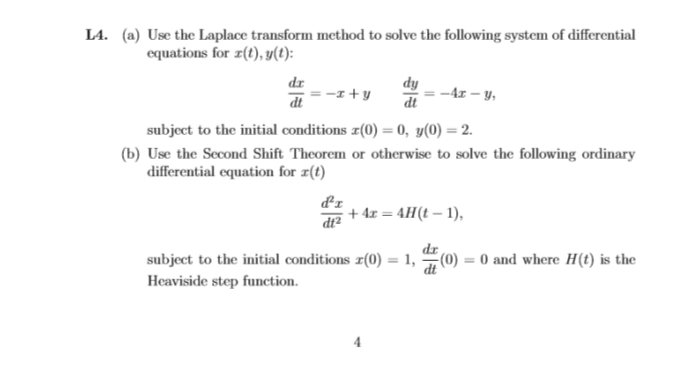 Solved I A Use The Laplace Transform Method To Solve The Chegg