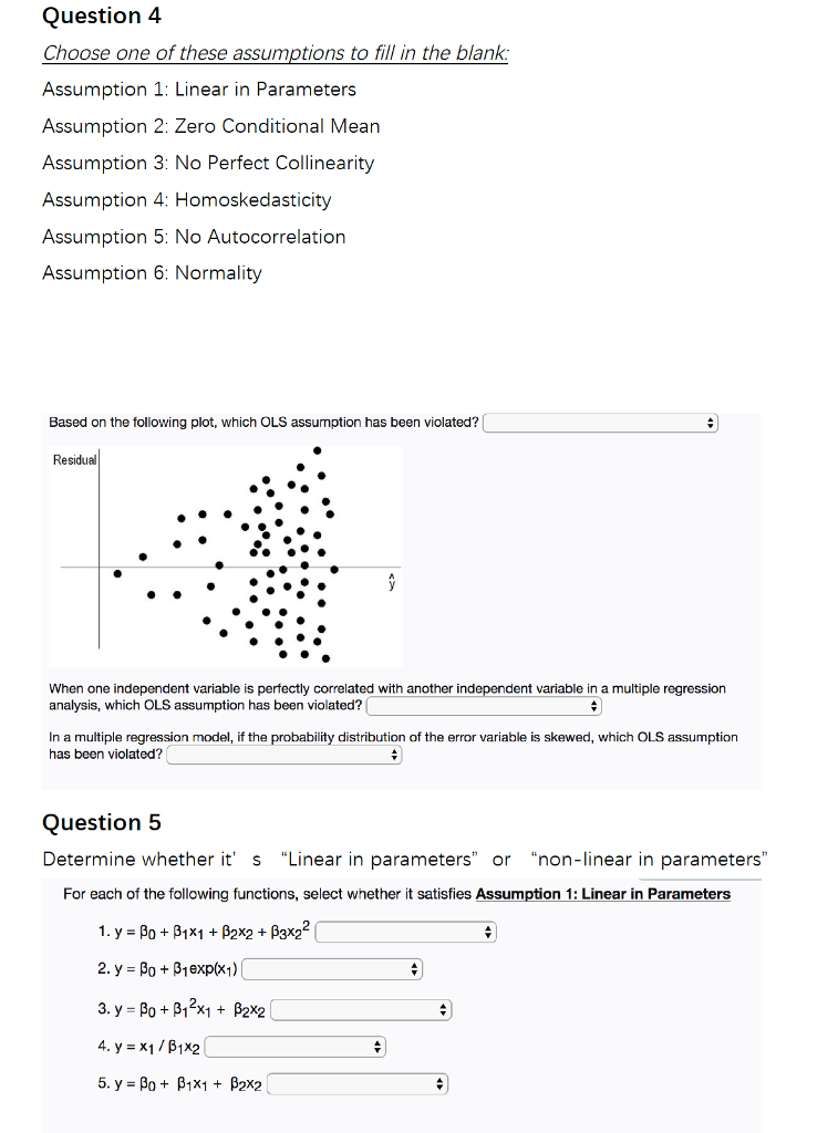 Solved Assumption 1 Linear In Parameters Assumption 2 Z Chegg