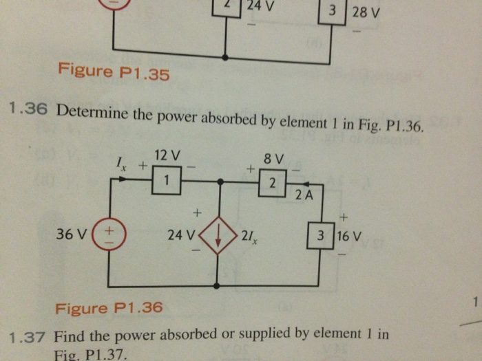 Solved Determine The Power Absorbed By Element In Fig Chegg