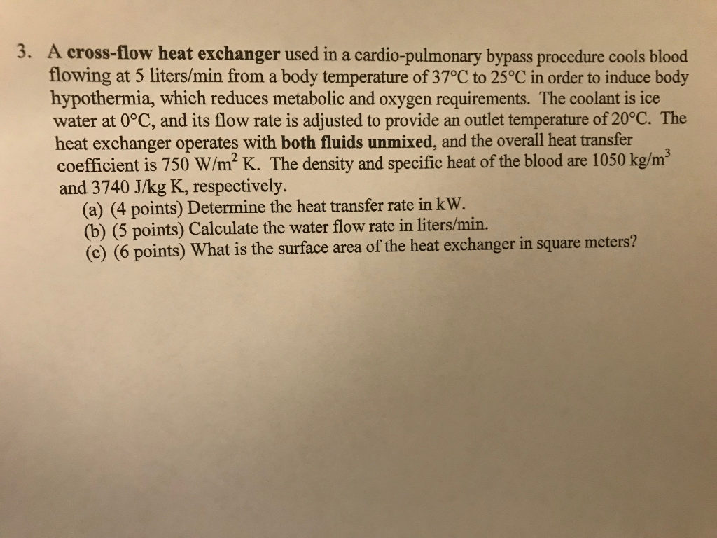 Solved A Cross Flow Heat Exchanger Used In A Chegg