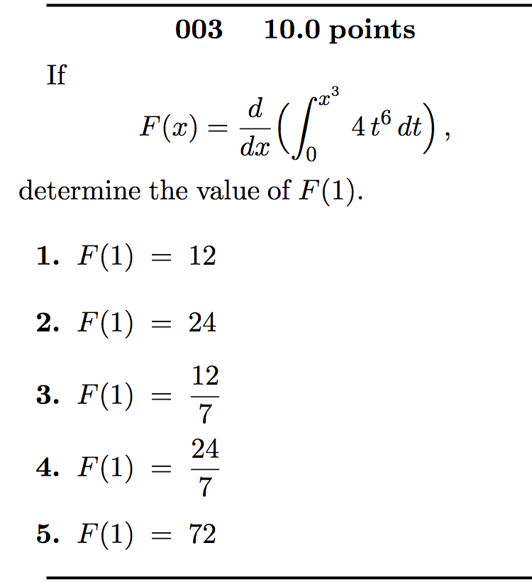 Solved If F X D Dx Integral X 3 0 4t 6 Dt Determine The Chegg