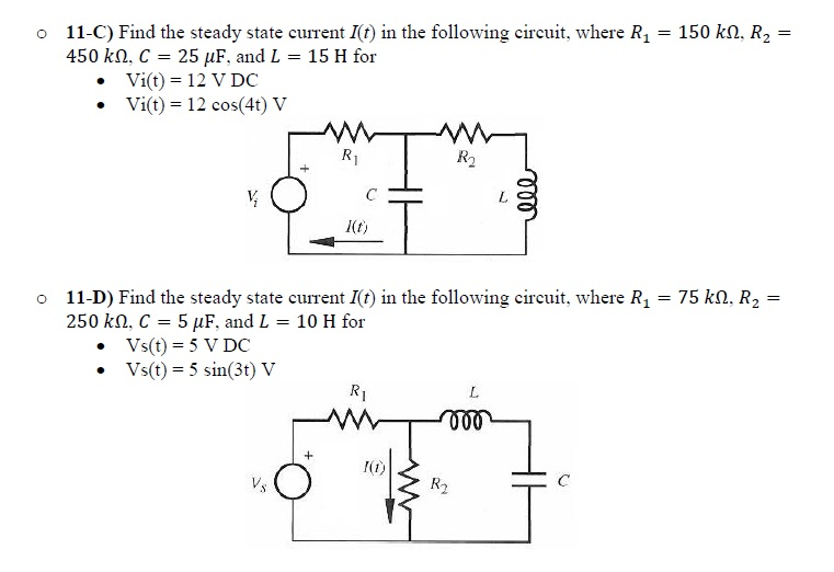 Solved C Find The Steady State Current T In The Chegg