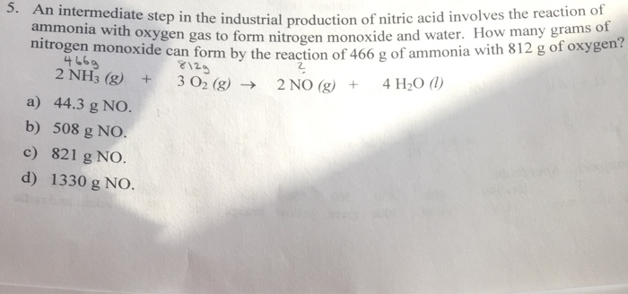 Solved An Intermediate Step In The Industrial Production Of Chegg