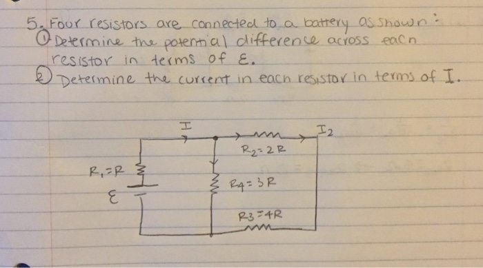 Solved Four Resistors Are Connected To A Battery As Shown Chegg