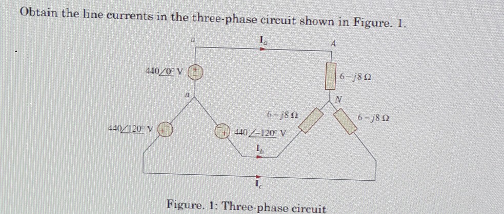 Solved 筏 Obtain the line currents in the three phase circuit Chegg