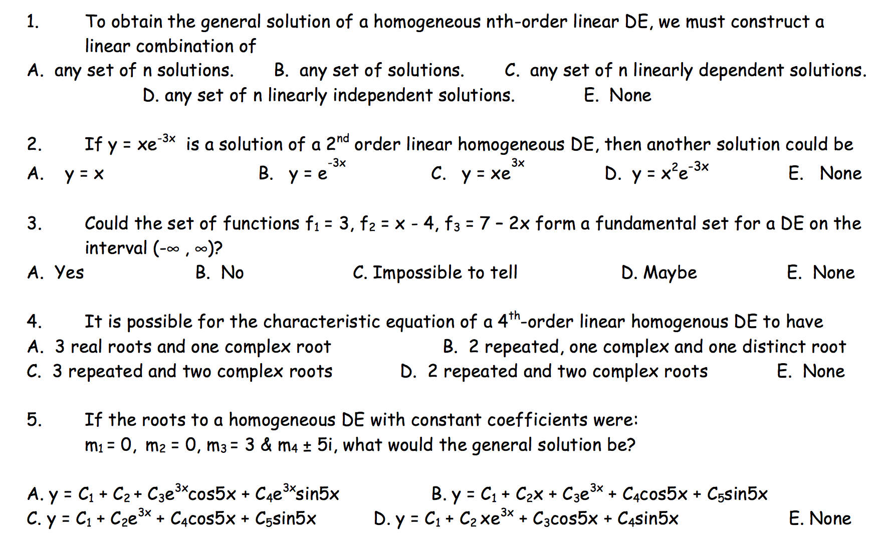 Help with college math homework