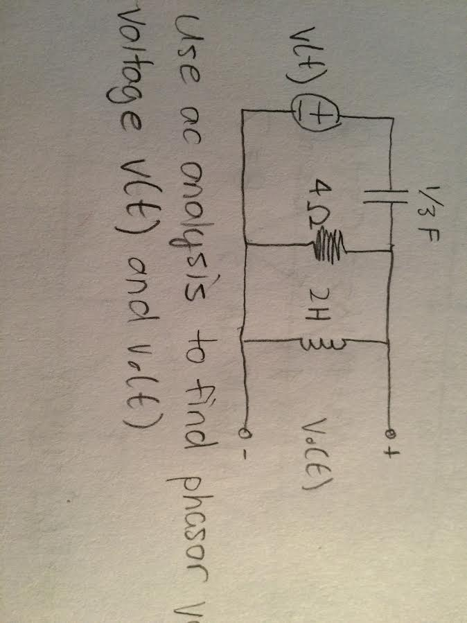 Solved Use Ac Analysis To Find Phasor Voltage V T And Volt Chegg