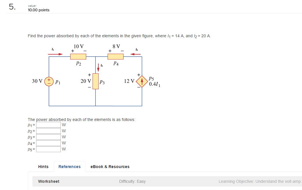 Solved Find The Power Absorbed By Each Of The Elements In Chegg