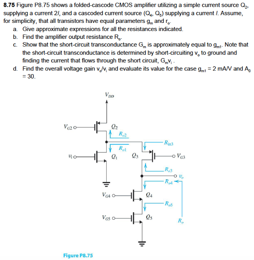 Solved Figure Shows A Folded Cascode Cmos Off