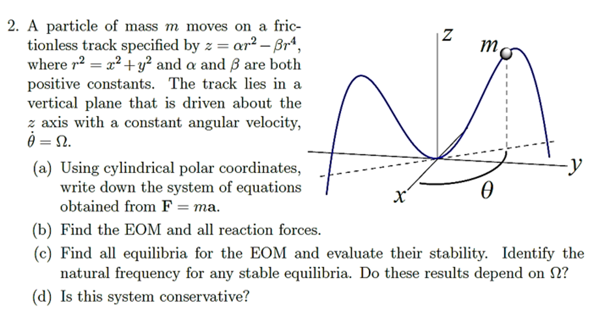 Solved A Particle Of Mass M Moves On A Frictionless Track Chegg