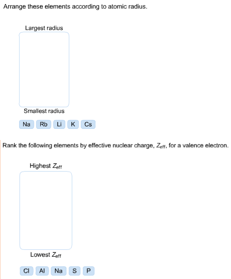 Solved: Arrange These Elements According To Atomic Radius.... | Chegg.com