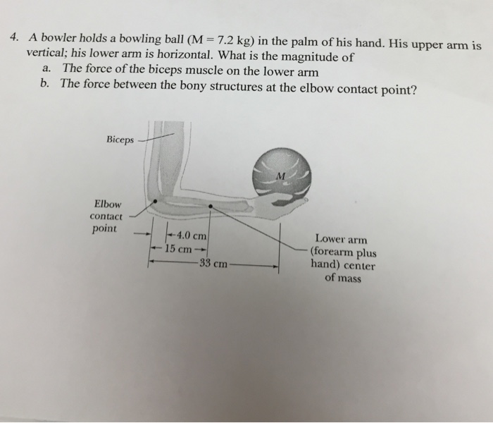 Solved A Bowler Holds A Bowling Ball M Kg In The Chegg