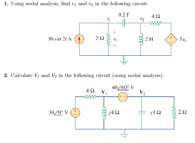 Solved Using Nodal Analysis Find V And In The Following Chegg