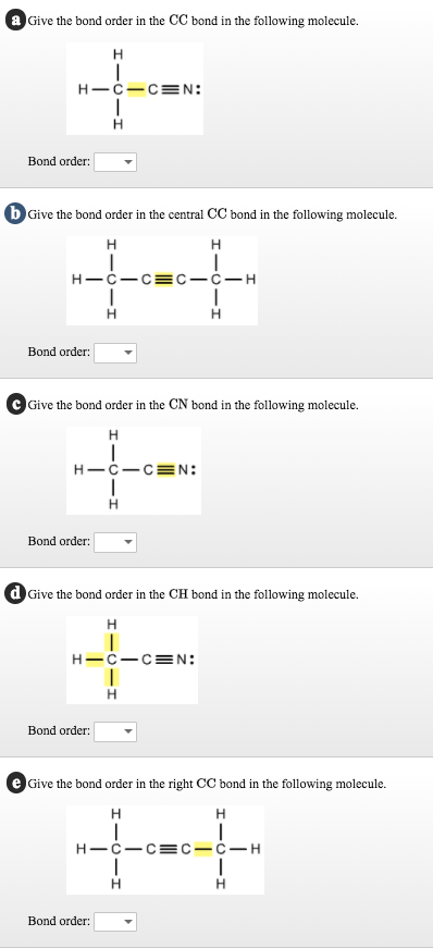 Solved A Give The Bond Order In The Cc Bond In The Following Chegg