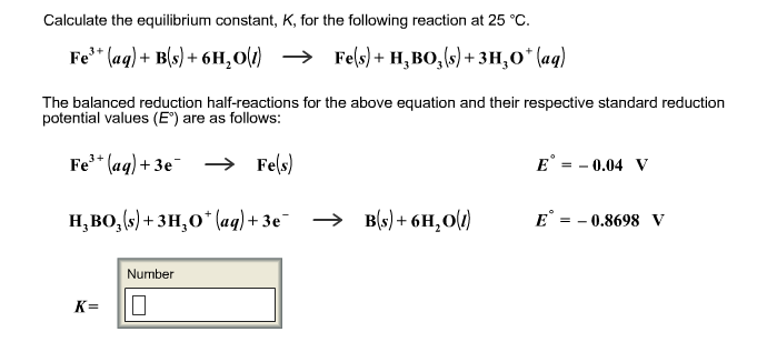 Solved Calculate The Equilibrium Constant K For The Chegg