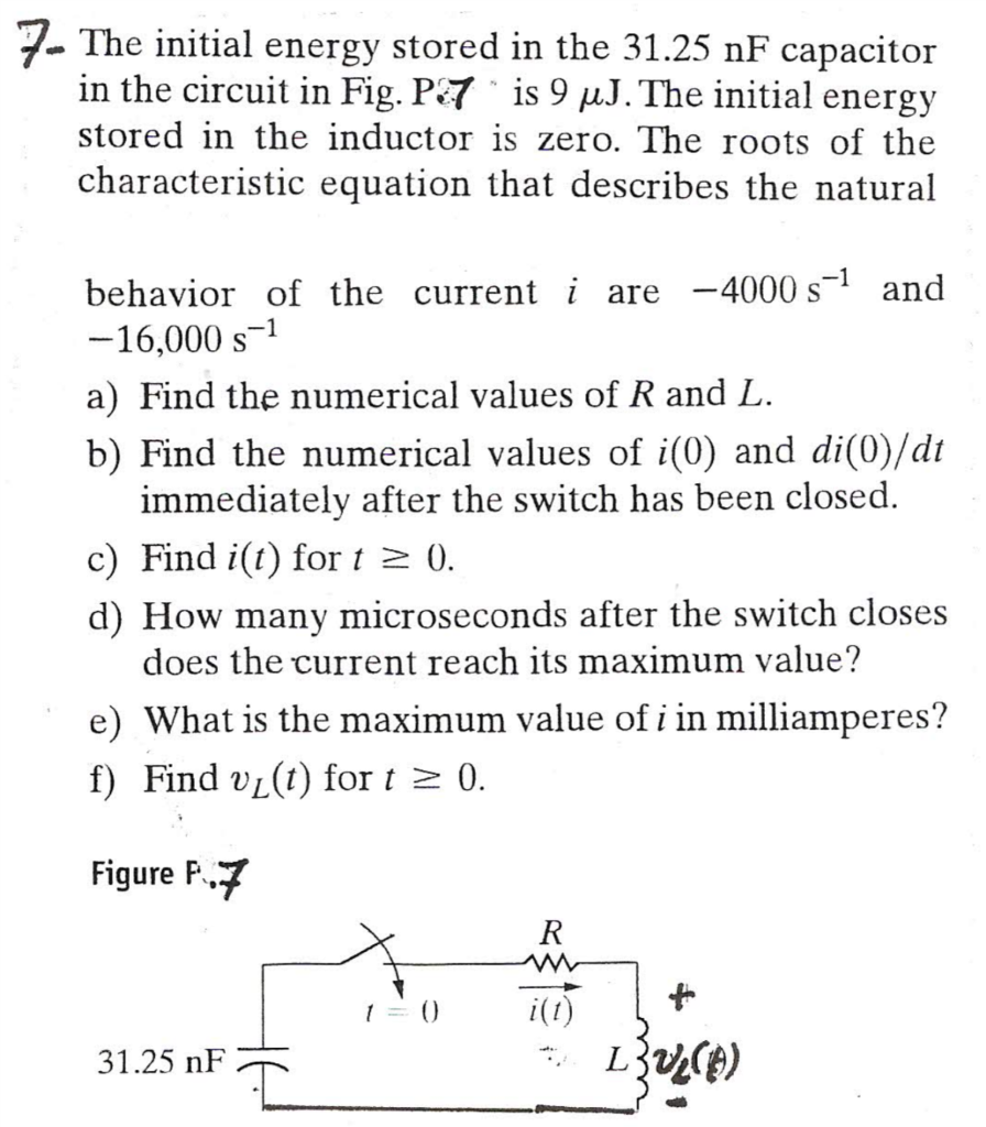 Solved The Initial Energy Stored In The 31 25 NF Capacitor Chegg