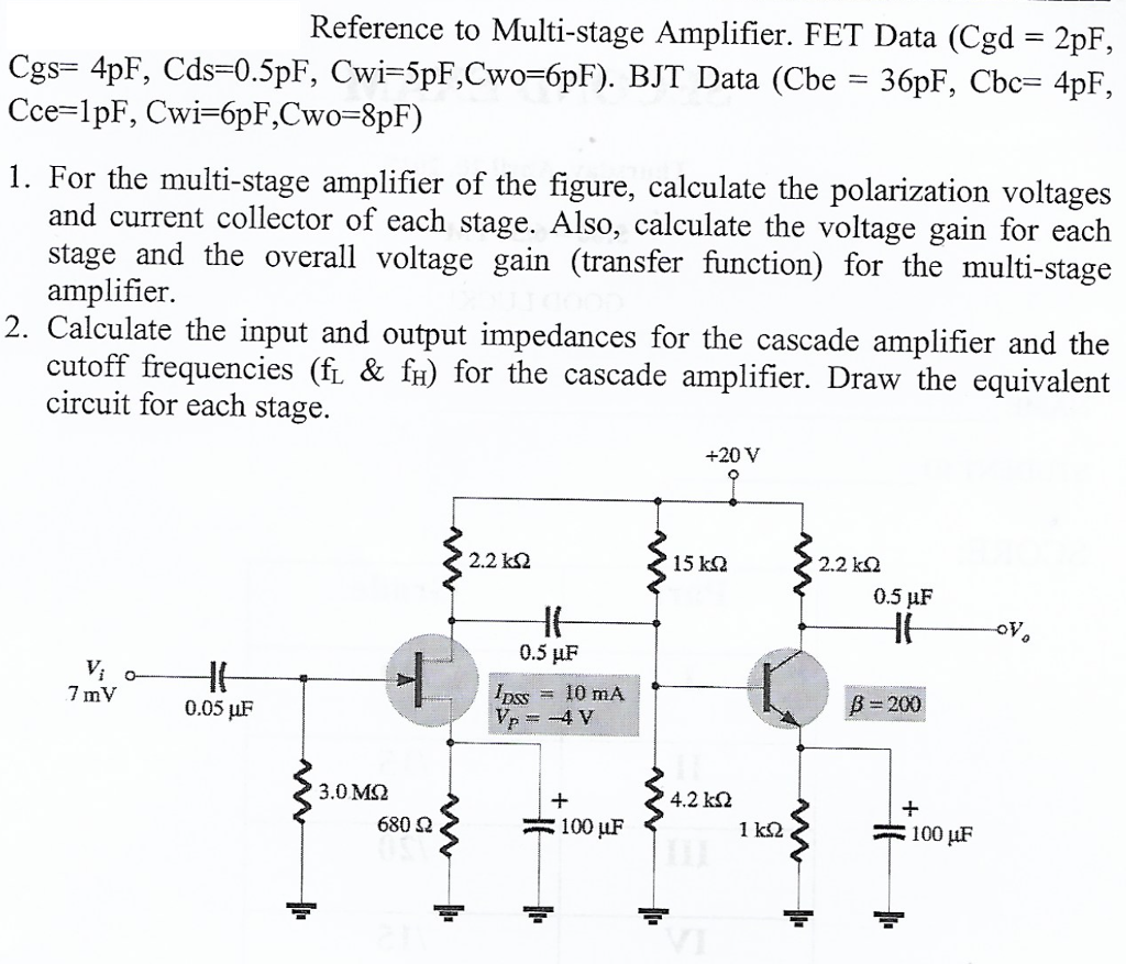 Solved Reference To Multi Stage Amplifier FET Data Cgd Chegg