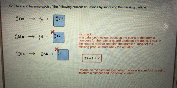 Solved Complete And Balance Each Of The Following Nuclear Chegg