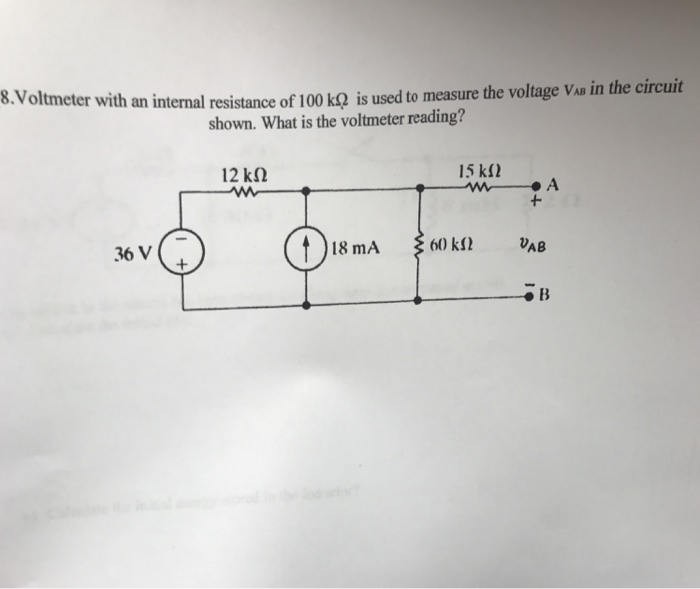 Solved Voltmeter With An V Internal Resistance Of Ohm Chegg