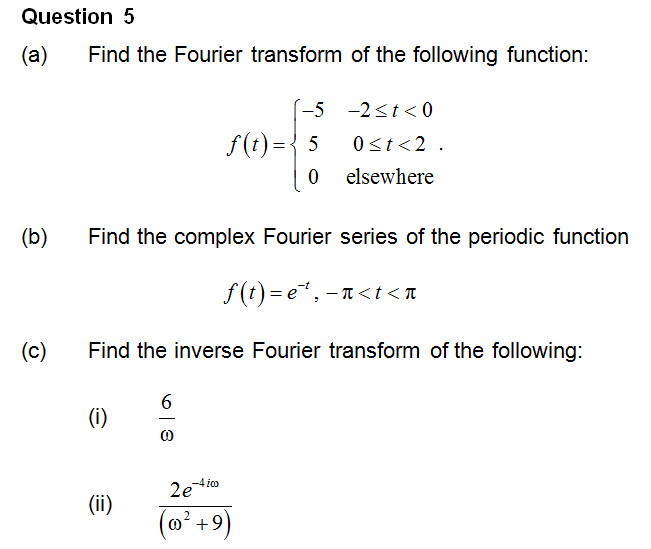 Solved Find The Fourier Transform Of The Following Function Chegg