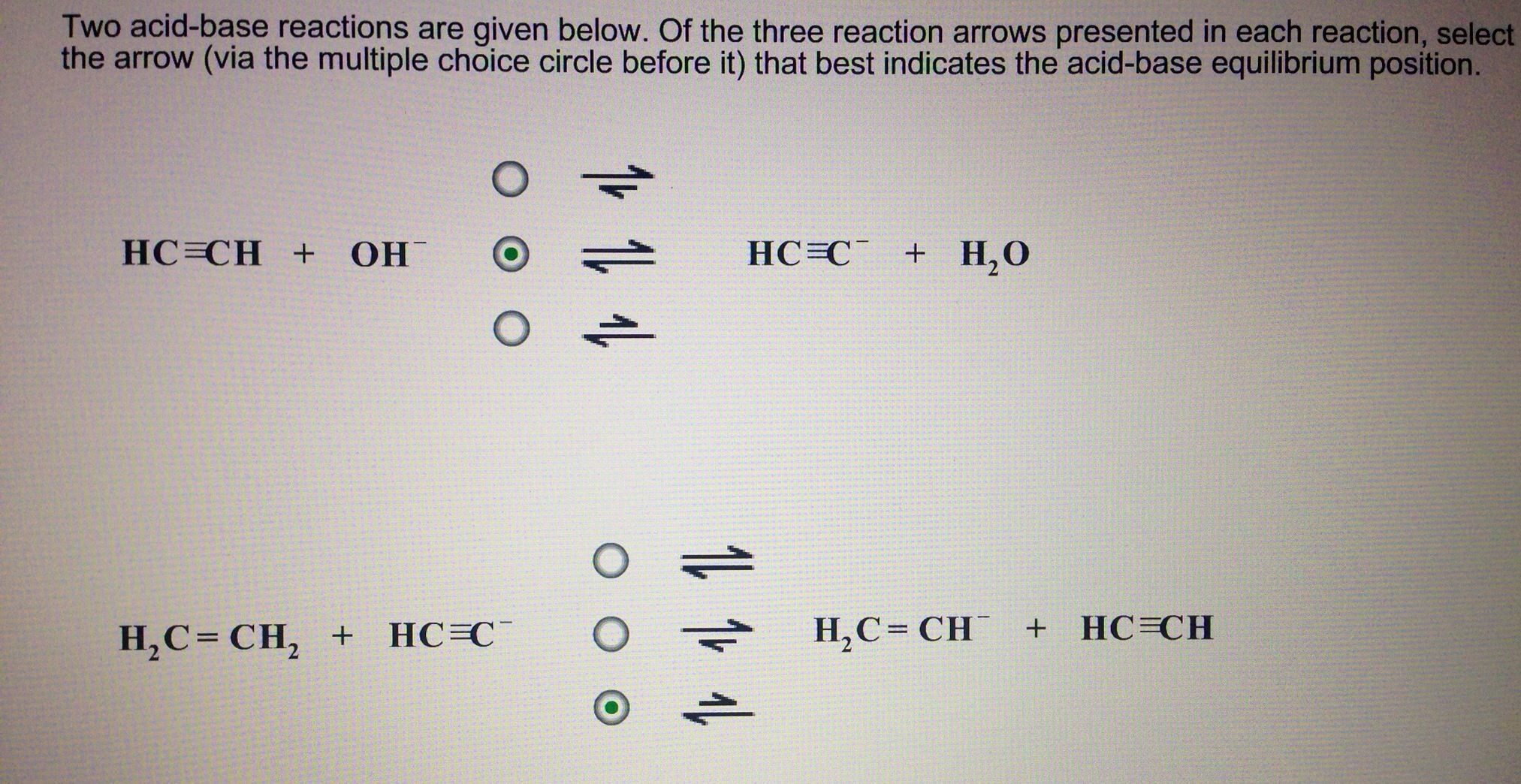 Solved Two Acid Base Reactions Are Given Below Of The Three Chegg