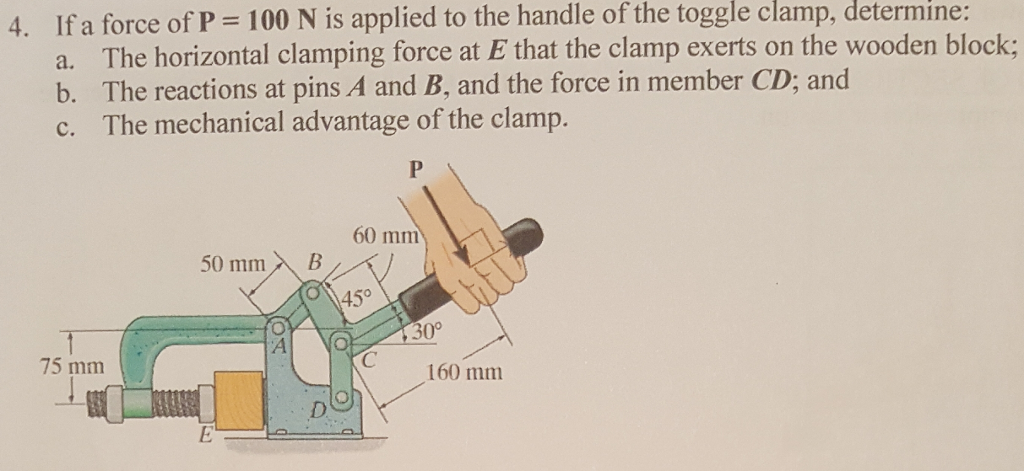 Solved If A Force Of P N Is Applied To The Handle Of Chegg