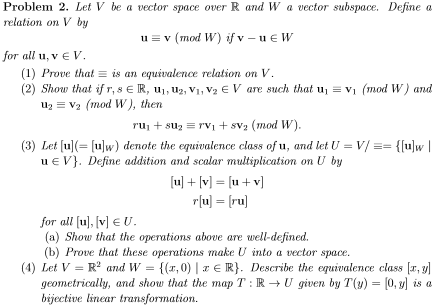 Solved Let V Be A Vector Space Over R And W A Vector Chegg