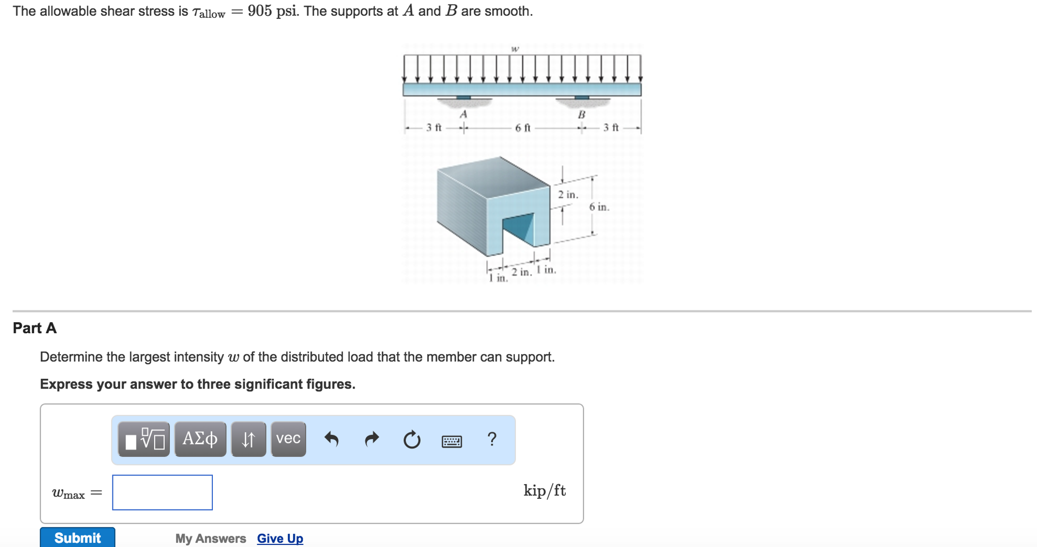 Solved The Allowable Shear Stress Is Tau Allow 905 Psi Chegg