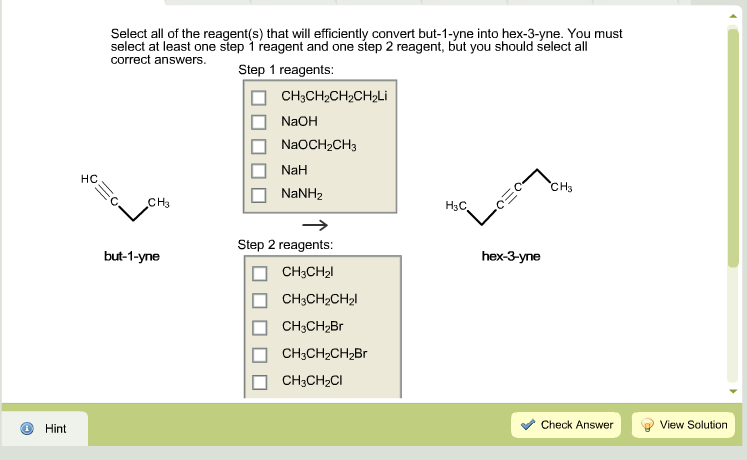 Solved Select All The Reagants That Will Efficiantly Conv Chegg