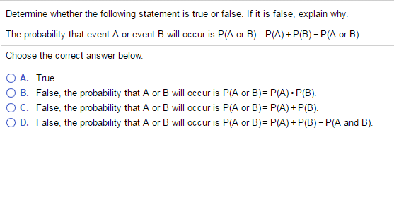 Solved: Determine Whether The Following Statement Is True ... | Chegg.com